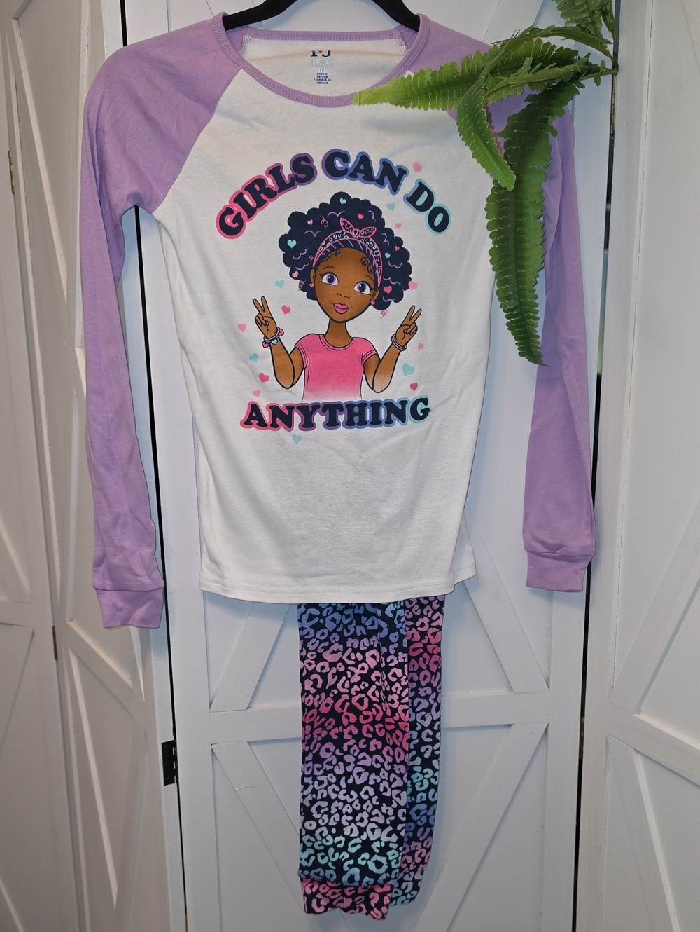 New 10p % Cotyon Pj 'Girls Can Do Anything' Pajama Set - Leggings